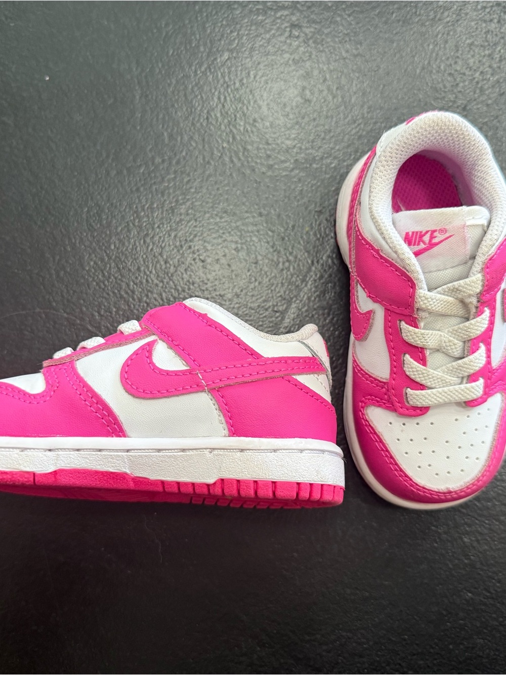 Nike Kids Hot Pink and White Low-Top Court Sneakers